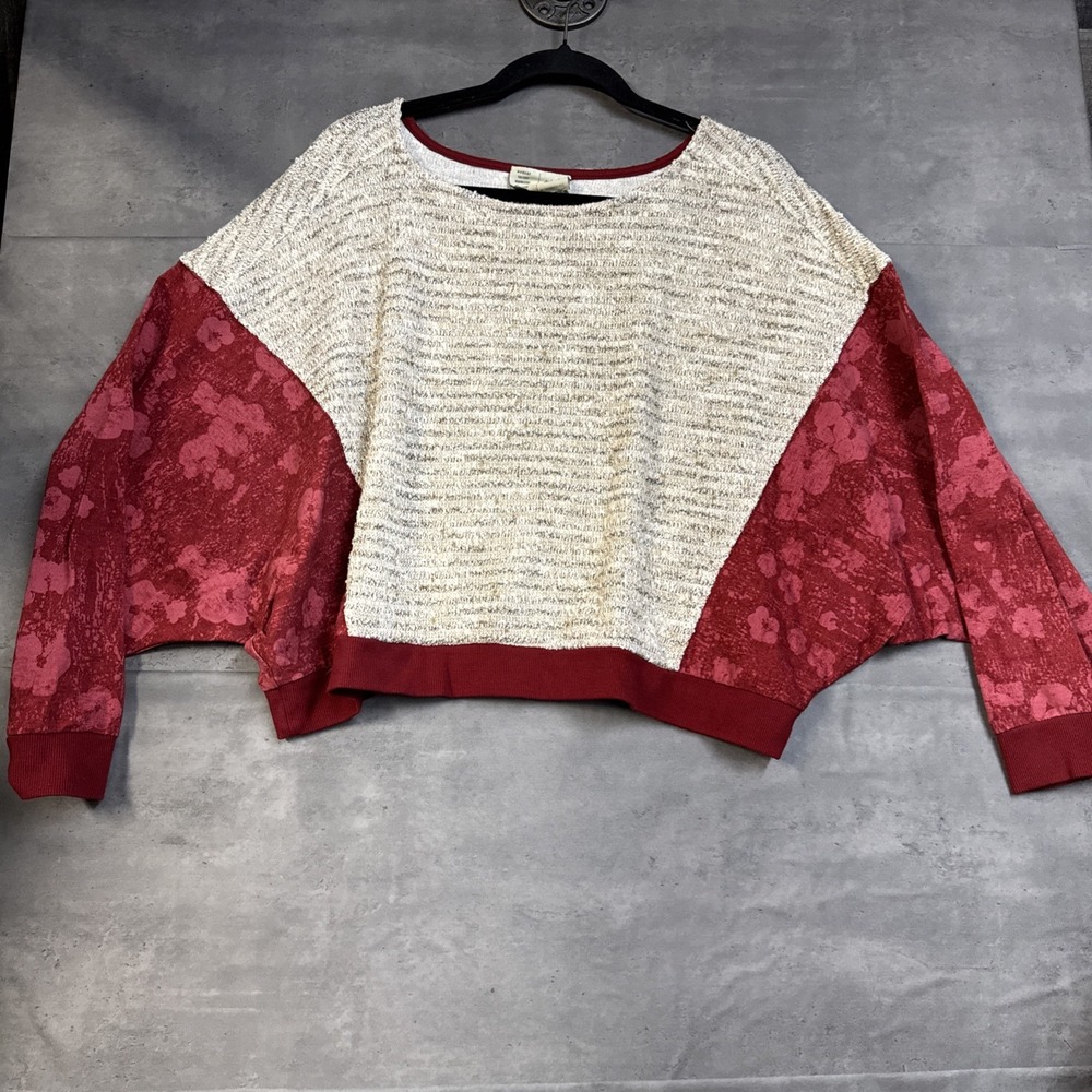 Saturday/Sunday by Anthropologie Flora Printed Sweatshirt Cream Body Small